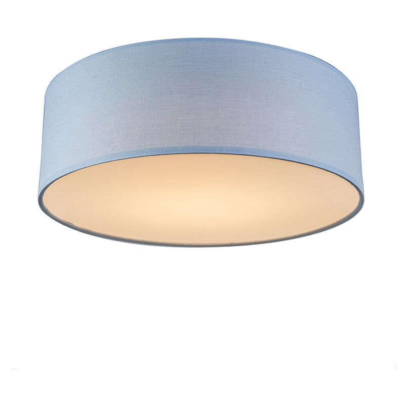 Image of Qazqa - Lampada da soffitto drum led - Moderno - Tessuto,Acciaio - Blu - Tondo (non sostituibile) led Max. 1 x 10 Watt