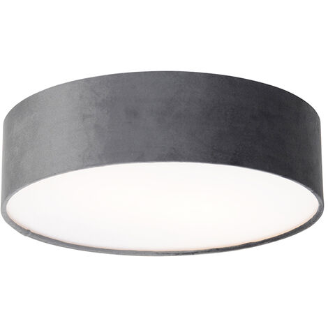 QAZQA Lampada da soffitto drum - Moderno - Acciaio,Tessuto,Plastico - Oro/Ottone/Grigio - Cilindro Max. 2 x Watt