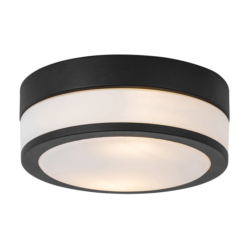Flavi - Plafonnier - 2 lumière - ø 23 cm - Noir - Moderne - éclairage extérieur - Salle de bains - Qazqa