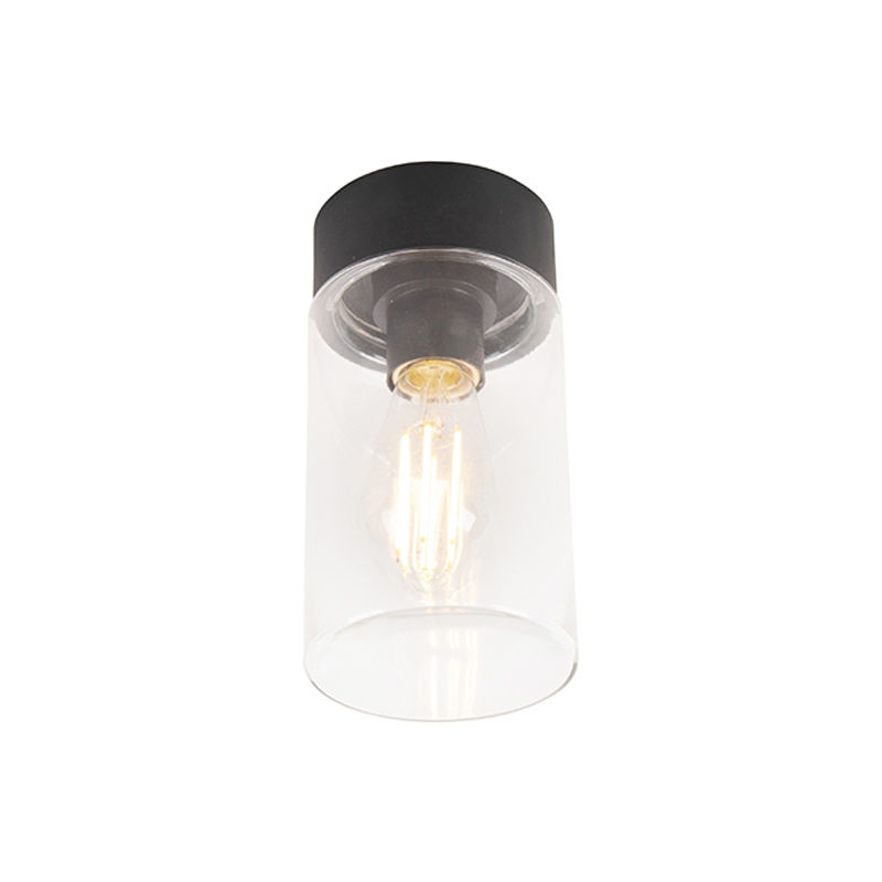 Image of Lampada da soffitto jarra - Moderno - Acciaio inossidabile,Vetro - Nero - Cilindro Max. 1 x Watt - Nero - Qazqa