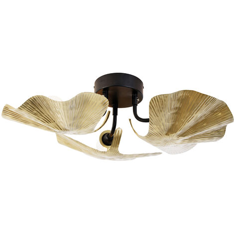 QAZQA Lampada da soffitto louka - Orientale - Acciaio - Oro/Nero - Organico Max. 3 x Watt