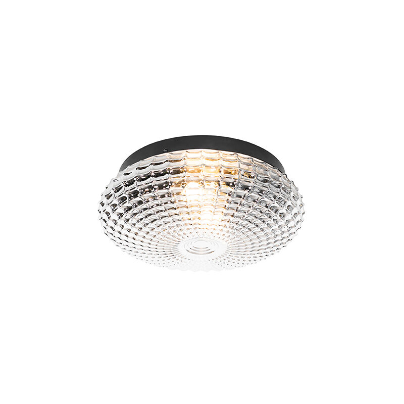 Image of Lampada da soffitto nohmi - Classico - Vetro,Acciaio - Trasparente/Nero - Tondo Max. 1 x Watt - Trasparente - Qazqa