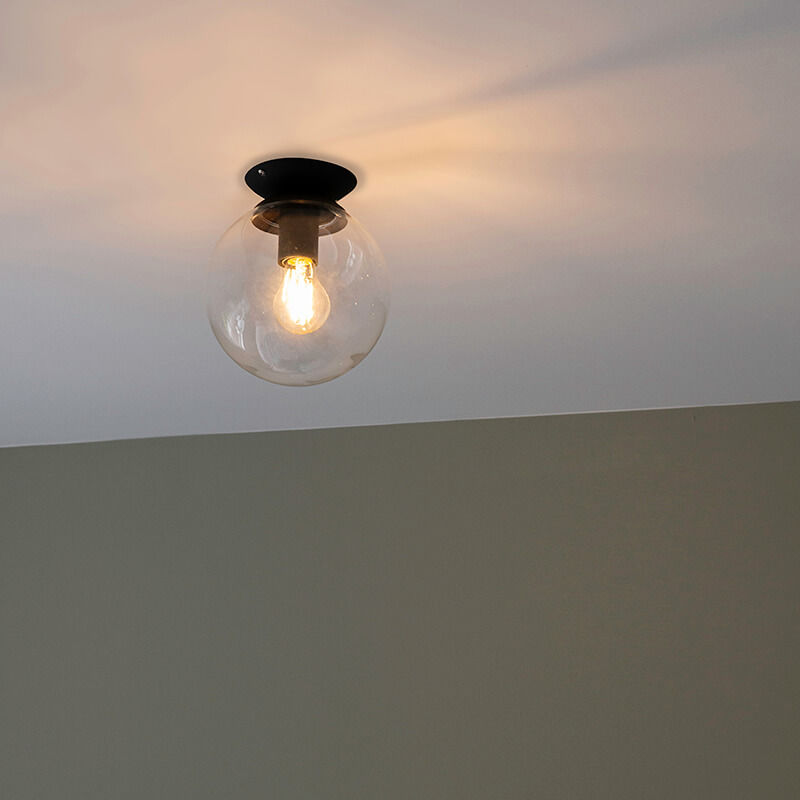 Image of QAZQA Lampada da soffitto pallon - Art déco - Vetro,Acciaio - Nero/Trasparente - Sfera Max. 1 x Watt - Trasparente