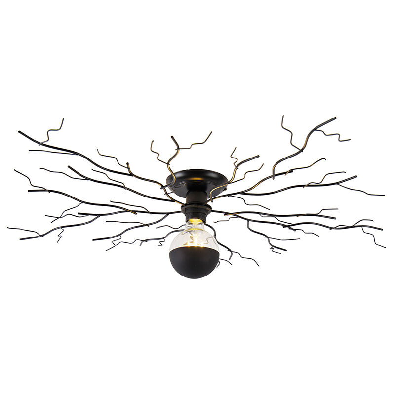 Image of Lampada da soffitto ramuri - rustico - Acciaio - Nero - Organico Max. 1 x Watt - Nero - Qazqa