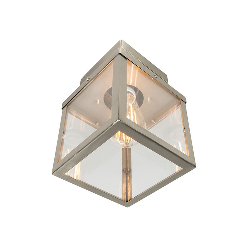 Image of Lampada da soffitto rotterdam - Moderno - Vetro,Acciaio inossidabile - Acciaio - Quadrato Max. 1 x Watt - Acciaio - Qazqa