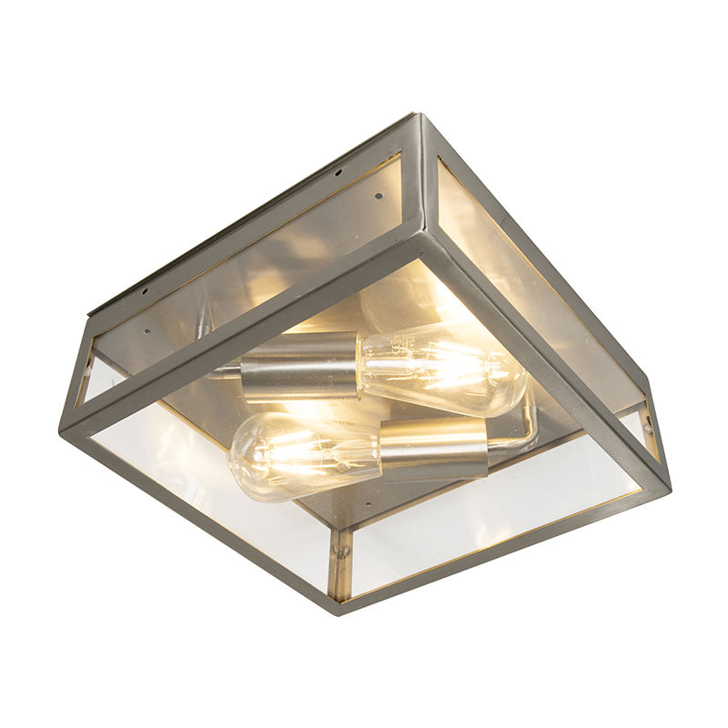 Image of Lampada da soffitto rotterdam - Moderno - Vetro,Acciaio inossidabile - Acciaio - Quadrato Max. 2 x Watt - Acciaio - Qazqa