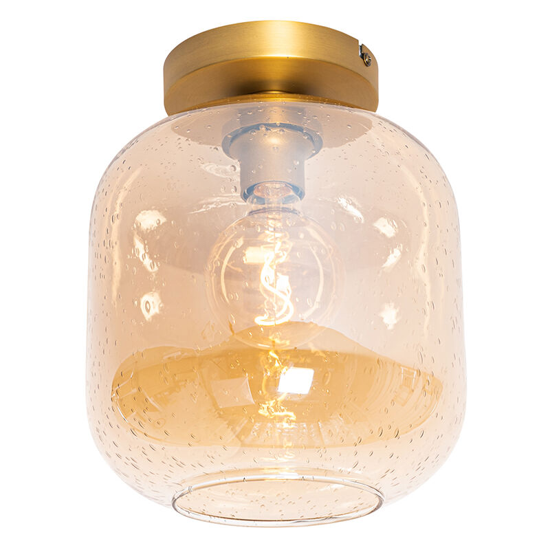 Image of Lampada da soffitto zuzanna - Design - Vetro,Acciaio - Arancia/Oro/Ottone - Tondo Max. 1 x Watt - Arancia - Qazqa