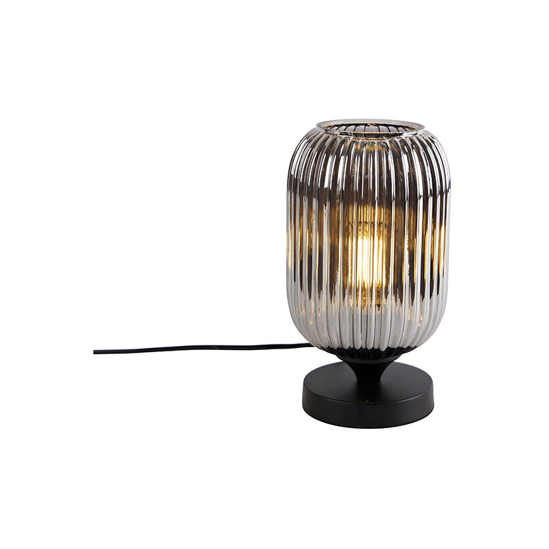 Lampada da tavolo banci - Art déco - Vetro,Acciaio - Nero - Tondo Max. 1 x Watt - Qazqa