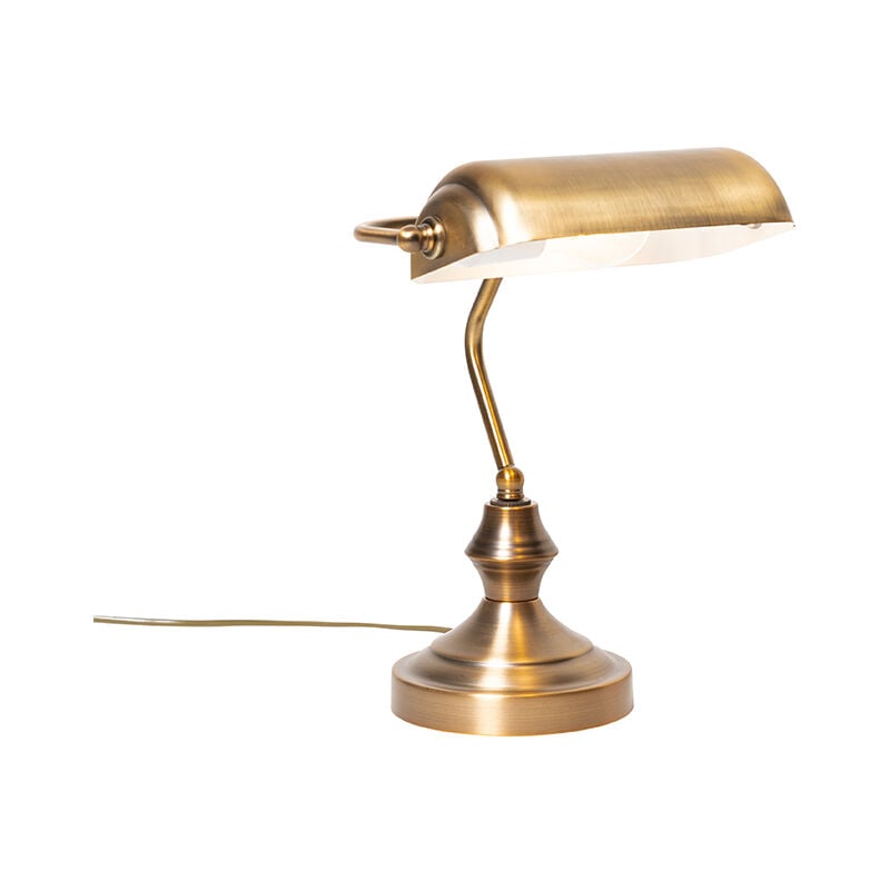 Image of Lampada da tavolo banker - Classico - Acciaio - Bronzo - Oblungo Max. 1 x Watt - Bronzo - Qazqa