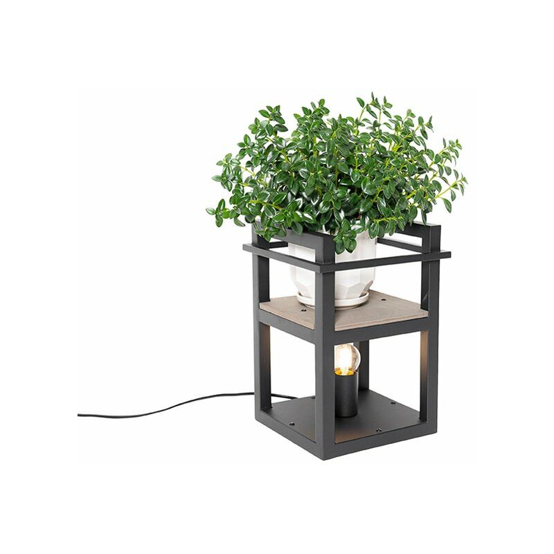 Image of Lampada da tavolo cage rack - Industriale - Acciaio,Legno - Nero - Allungato Max. 1 x Watt - Nero - Qazqa