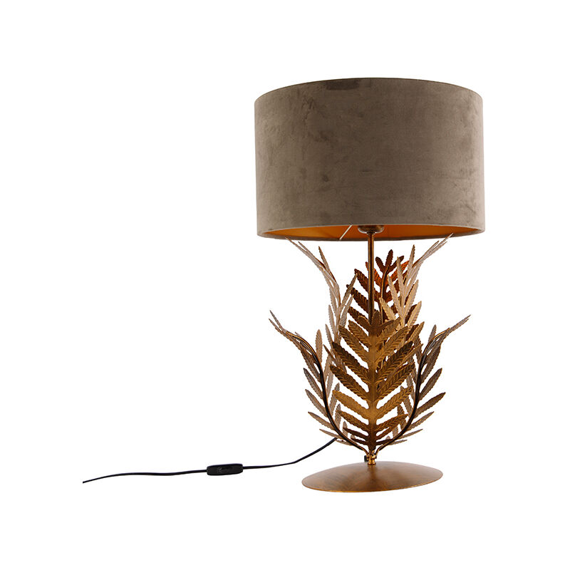 Image of QAZQA Lampada da tavolo con paralume botanica - rustico - Acciaio,Tessuto - Taupe/Oro/Ottone - Oblungo Max. 1 x Watt - Taupe
