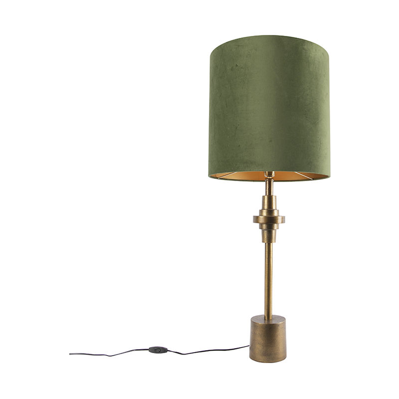 Image of Lampada da tavolo con paralume diverso - Art déco - Alluminio,Tessuto - Verde/Nero - Cilindro/Oblungo Max. 1 x Watt - Verde - Qazqa
