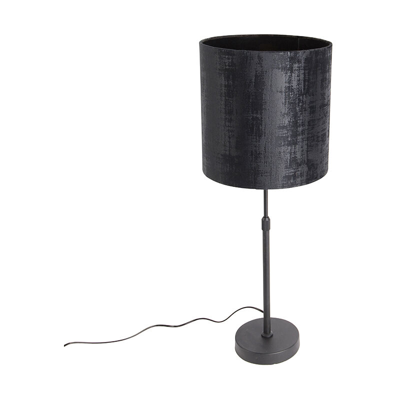 Image of Lampada da tavolo con paralume parte - Moderno - Acciaio,Tessuto - Nero - Cilindro Max. 1 x Watt - Nero - Qazqa