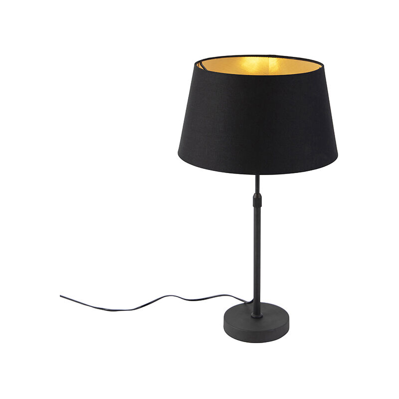 Image of Lampada da tavolo con paralume parte - Moderno - Cotone,Acciaio - Nero - Cilindro/Oblungo/Tondo Max. 1 x Watt - Nero - Qazqa