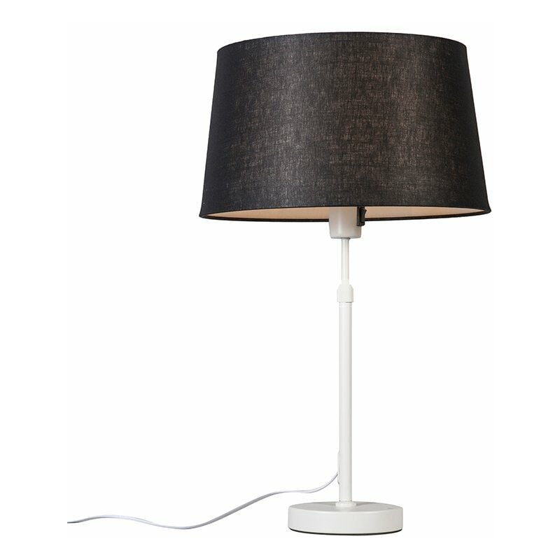 Image of Lampada da tavolo con paralume Parte - Moderno - Tessuto,Acciaio - Bianco/Nero - Tondo Max. 1 x Watt - Bianco - Qazqa