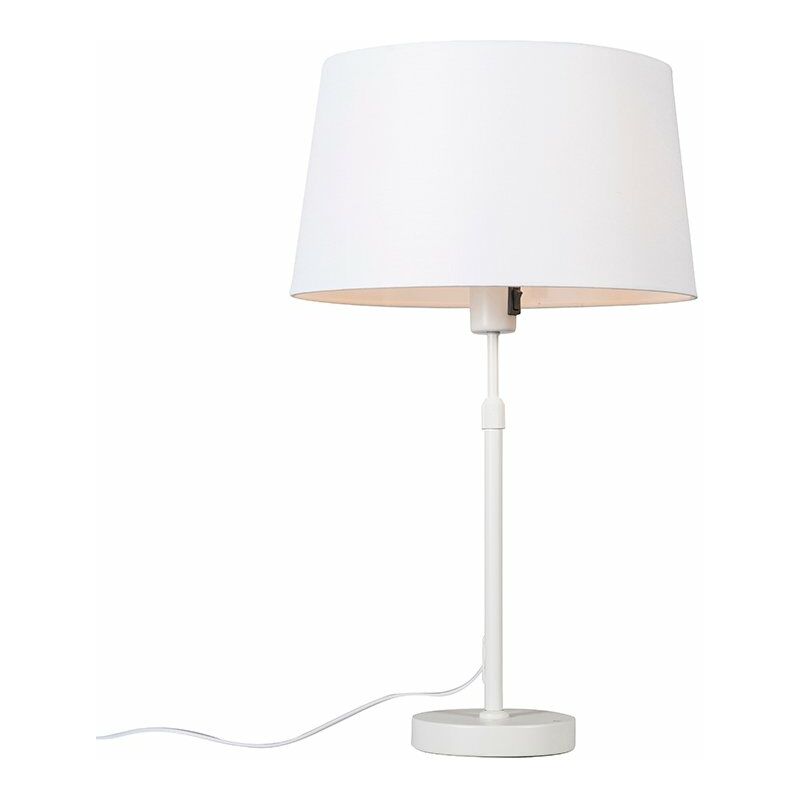 Image of Lampada da tavolo con paralume Parte - Moderno - Tessuto,Acciaio - Bianco - Tondo Max. 1 x Watt - Bianco - Qazqa