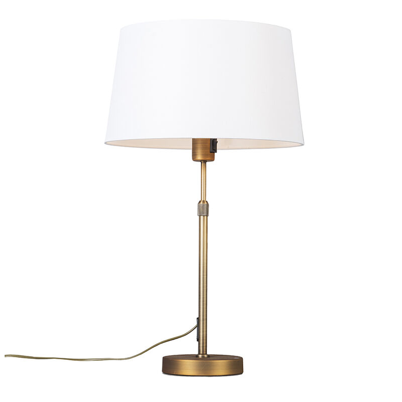 Image of Lampada da tavolo con paralume Parte - Moderno - Tessuto,Acciaio - Bianco/Bronzo - Tondo Max. 1 x Watt - Bronzo - Qazqa