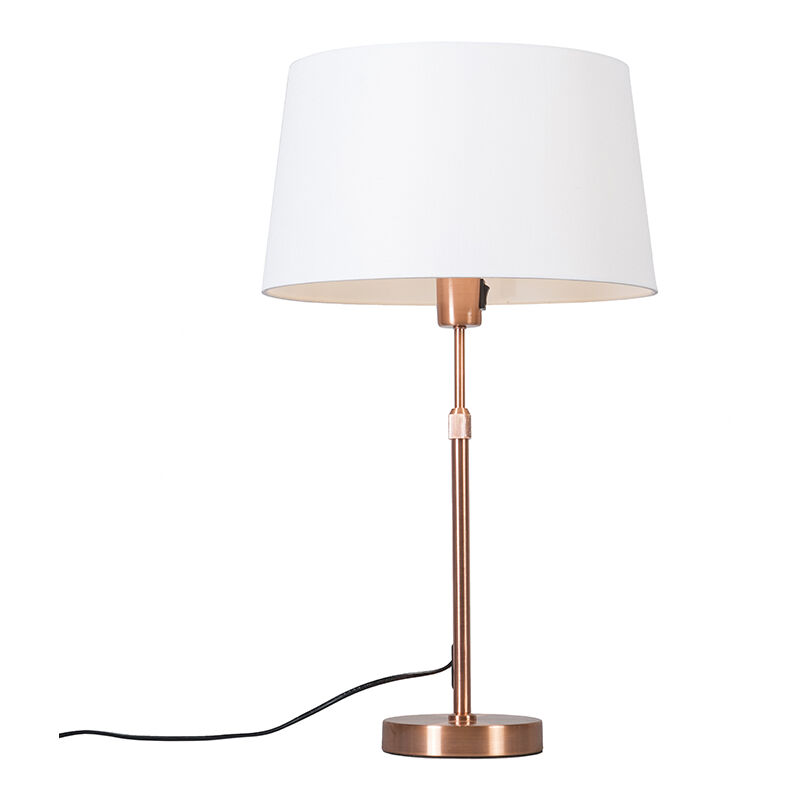 Image of Lampada da tavolo con paralume Parte - Moderno - Tessuto,Acciaio - Bianco/Rame - Tondo Max. 1 x Watt - Rame - Qazqa