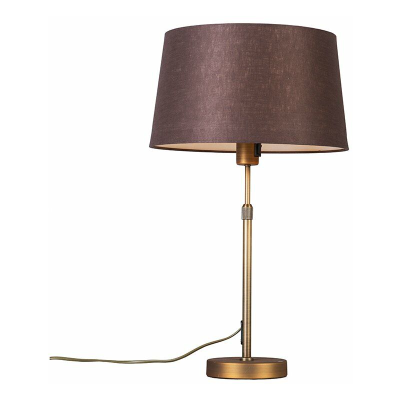 Image of Lampada da tavolo con paralume parte - Moderno - Tessuto,Acciaio - Bronzo/Marrone - Tondo Max. 1 x Watt - Bronzo - Qazqa