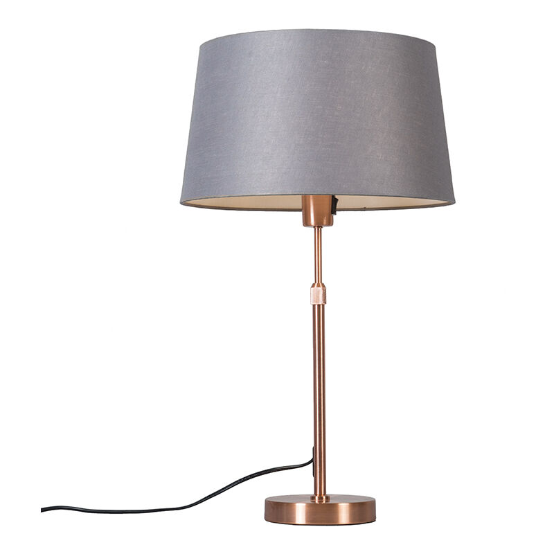 Image of Lampada da tavolo con paralume Parte - Moderno - Tessuto,Acciaio - Grigio/Rame - Tondo Max. 1 x Watt - Rame - Qazqa