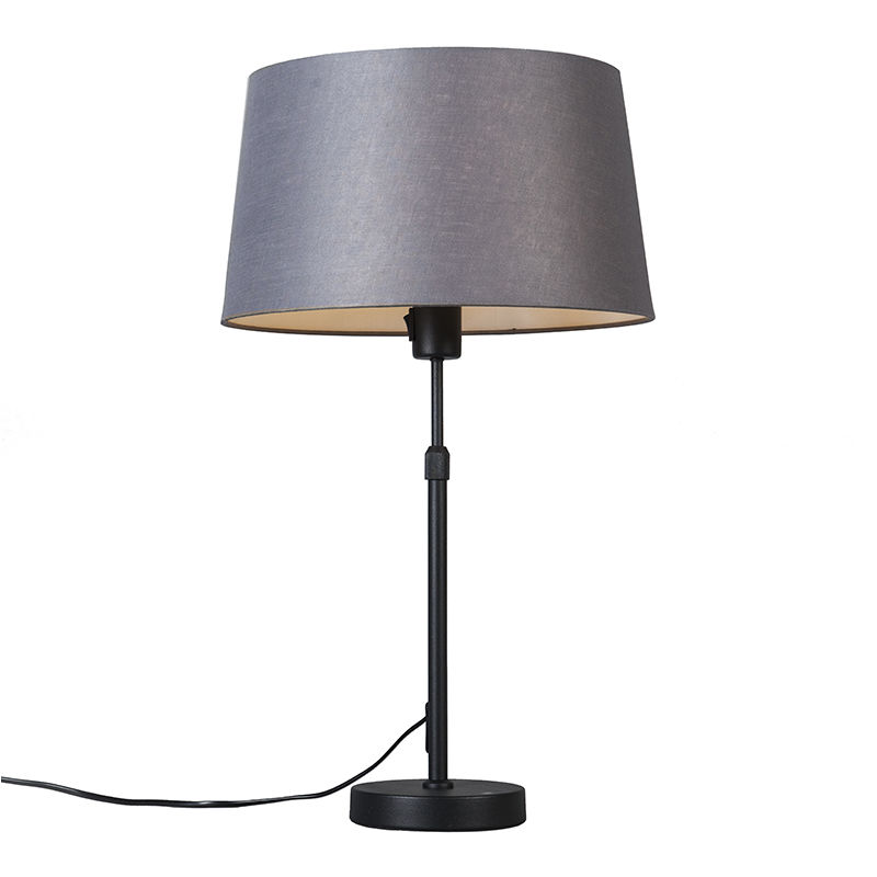 Image of QAZQA Lampada da tavolo con paralume Parte - Moderno - Tessuto,Acciaio - Nero/Grigio - Tondo Max. 1 x Watt - Nero
