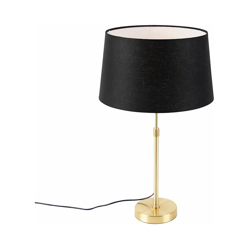 Image of Lampada da tavolo con paralume parte - Moderno - Acciaio,Lino - Nero/Oro/Ottone - Tondo/Cilindro/Oblungo Max. 1 x Watt - Nero - Qazqa