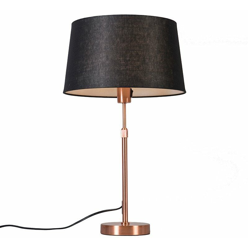Image of Lampada da tavolo con paralume Parte - Moderno - Tessuto,Acciaio - Nero/Rame - Tondo Max. 1 x Watt - Rame - Qazqa