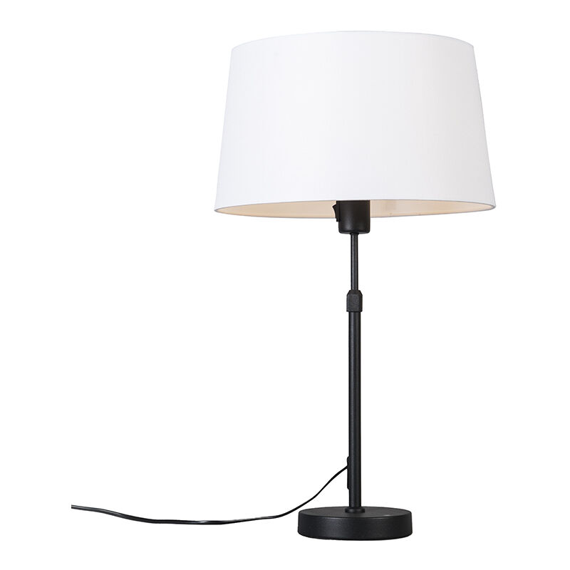 Image of QAZQA Lampada da tavolo con paralume Parte - Moderno - Tessuto,Acciaio - Bianco/Nero - Tondo Max. 1 x Watt - Bianco