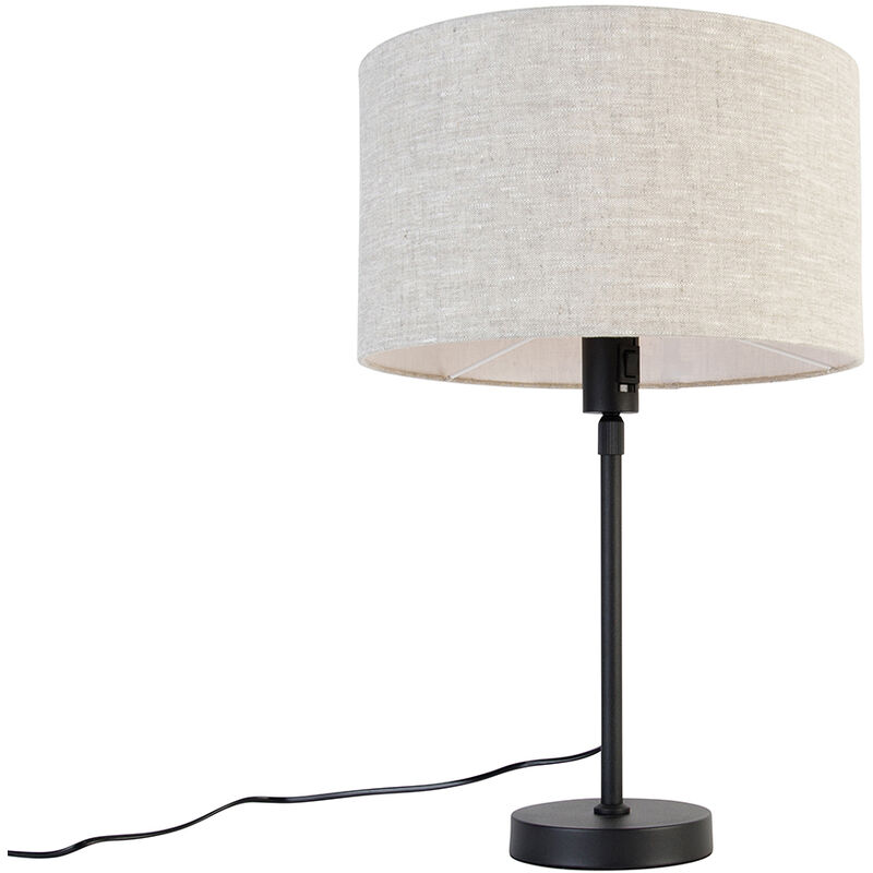 Image of Lampada da tavolo con paralume parte stof - Design - Acciaio,Tessuto - Nero/Grigio - Tondo Max. 1 x Watt - Nero - Qazqa