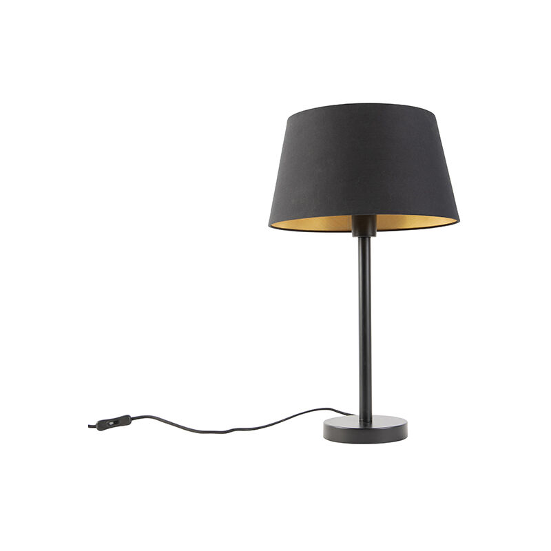Image of Lampada da tavolo con paralume simplo - Classico - Acciaio,Tessuto - Nero - Tondo Max. 1 x Watt - Nero - Qazqa