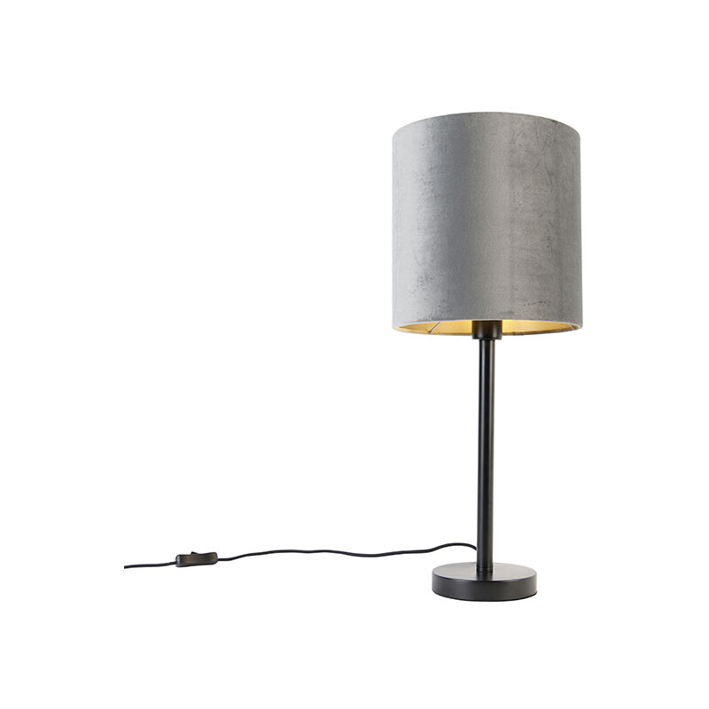 Image of Lampada da tavolo con paralume simplo - Moderno - Acciaio,Tessuto - Grigio/Nero - Cilindro Max. 1 x Watt - Grigio - Qazqa