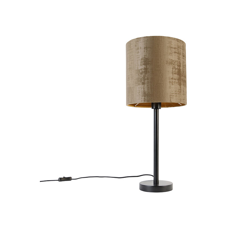 Image of Lampada da tavolo con paralume simplo - Moderno - Acciaio,Tessuto - Marrone/Nero - Cilindro Max. 1 x Watt - Marrone - Qazqa