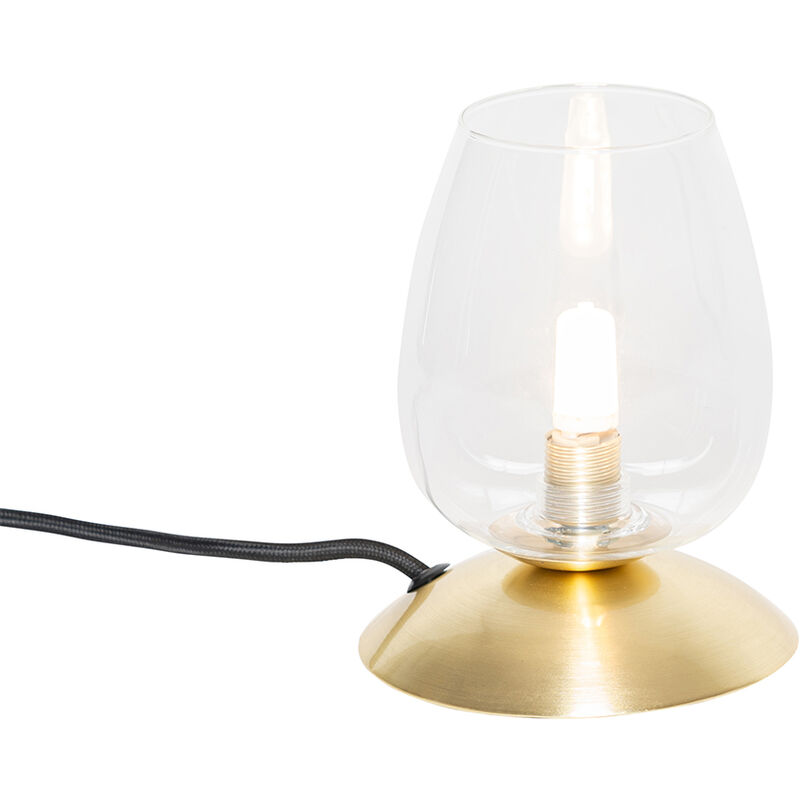 Image of Lampada da tavolo elien - Classico - Acciaio,Vetro - Oro/Ottone/Trasparente - Tondo Max. 1 x Watt - Oro/Ottone - Qazqa