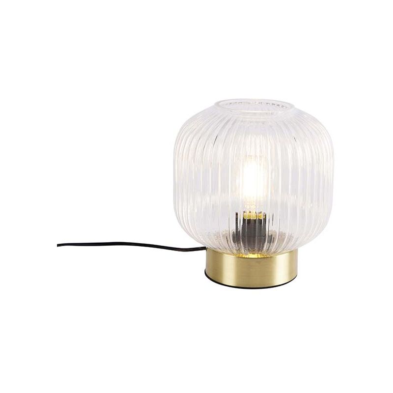 QAZQA Lampada da tavolo karel - Art déco - Vetro,Acciaio - Oro/Ottone - Tondo Max. 1 x Watt