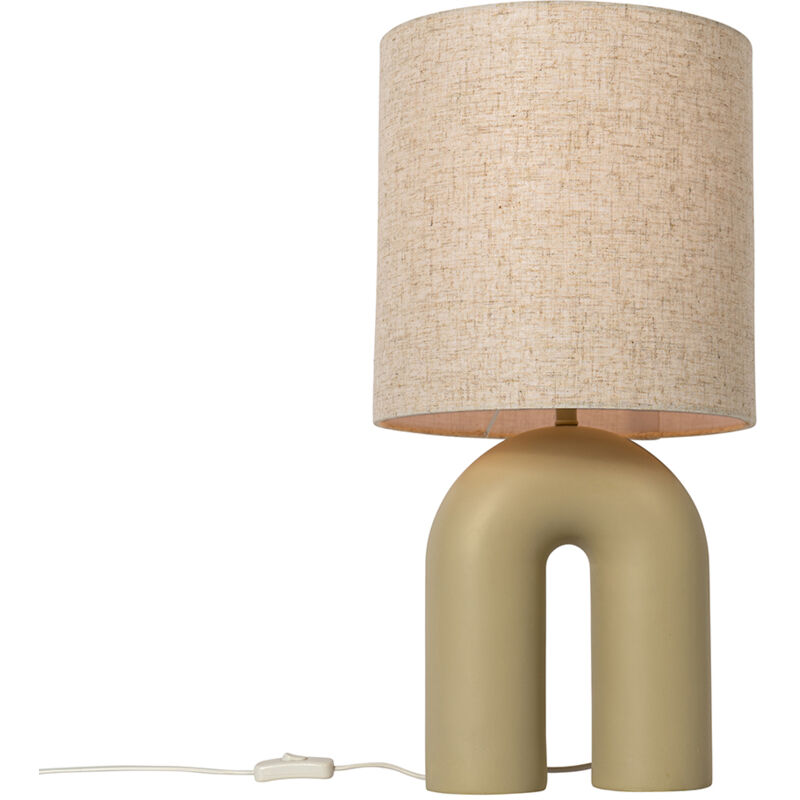 Image of Lampada da tavolo lotti - Design - Plastico,Tessuto - Beige - Organico Max. 1 x Watt - Beige - Qazqa