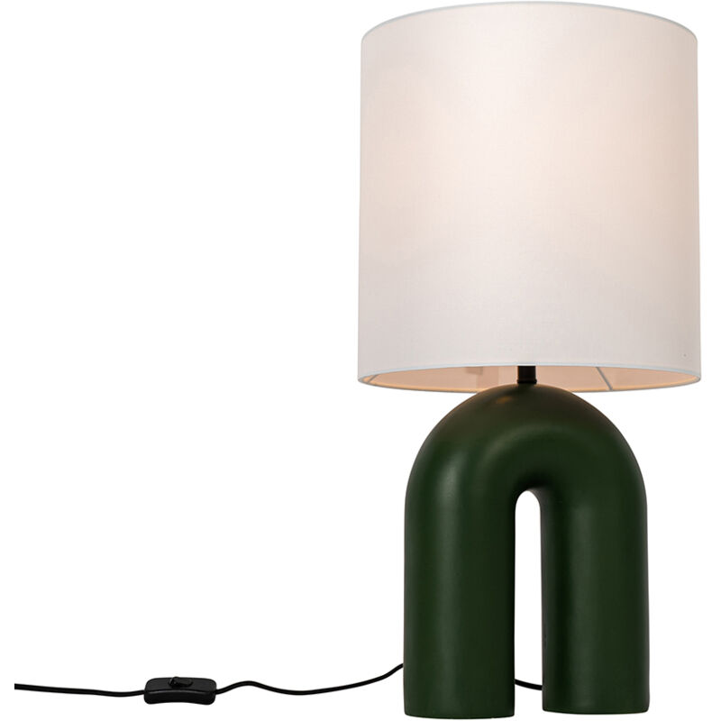 Image of Qazqa - Lampada da tavolo lotti - Design - Plastico,Tessuto - Verde/Bianco - Organico Max. 1 x Watt - Verde