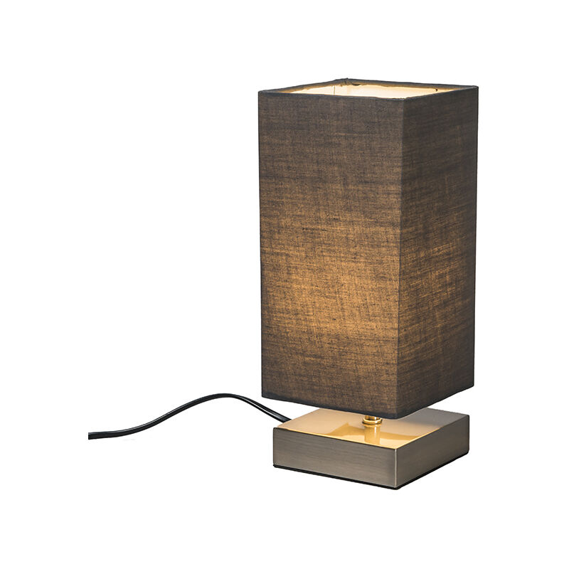 Image of Lampada da tavolo milo - Moderno - Tessuto,Acciaio - Grigio/Acciaio - Quadrato/Allungato Max. 1 x Watt - Grigio - Qazqa