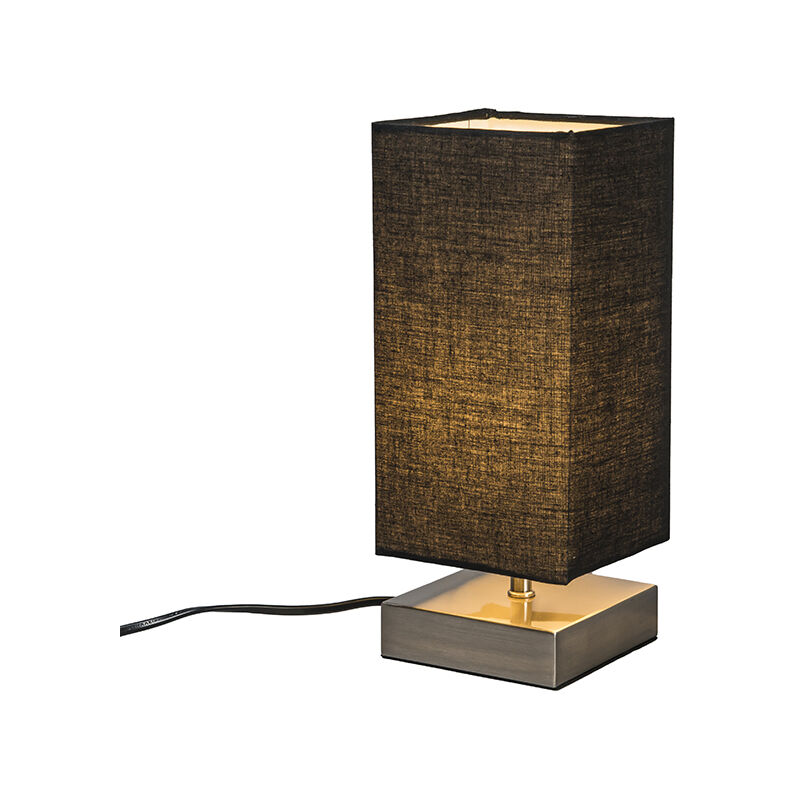 Image of Lampada da tavolo milo tl - Moderno - Tessuto,Acciaio - Nero/Acciaio - Quadrato/Allungato Max. 1 x Watt - Nero - Qazqa