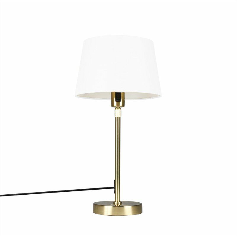 Image of Lampada da tavolo Parte - Moderno - Tessuto,Acciaio - Bianco/Oro - Oblungo Max. 1 x Watt - Bianco - Qazqa