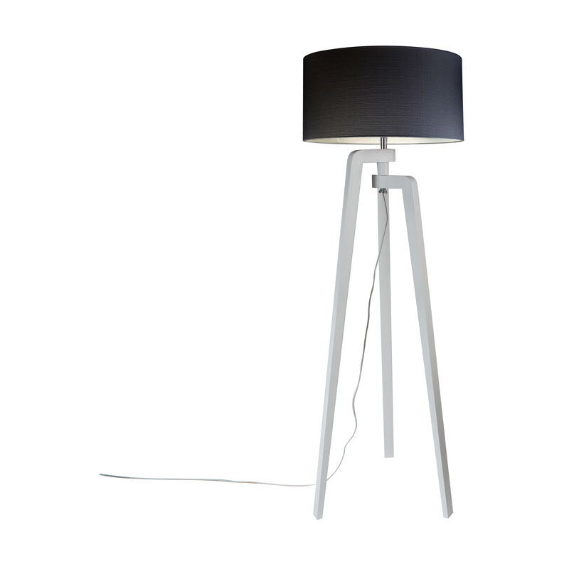 Image of Lampada da tavolo tripode puros - Moderno - Legno - Bianco/Nero - Oblungo Max. 1 x Watt - Nero - Qazqa