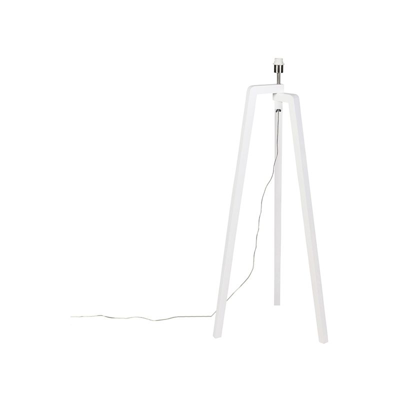 Image of Lampada da tavolo tripode puros - Moderno - Legno - Bianco - Oblungo Max. 1 x Watt - Bianco - Qazqa
