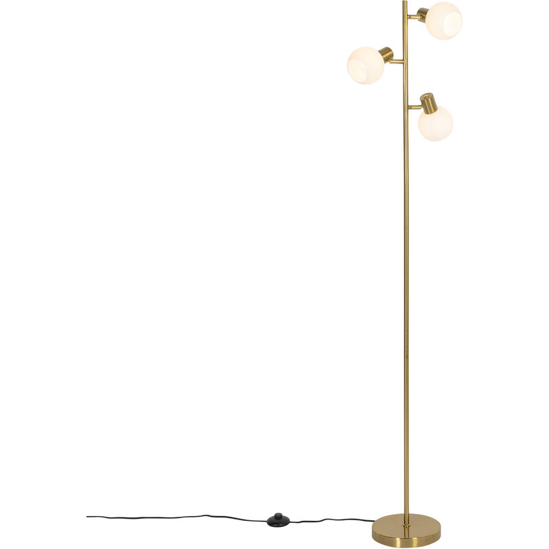 Image of Lampada da terra anouk - Art déco - Vetro,Acciaio - Oro/Bianco - Oblungo Max. 3 x Watt - Oro - Qazqa