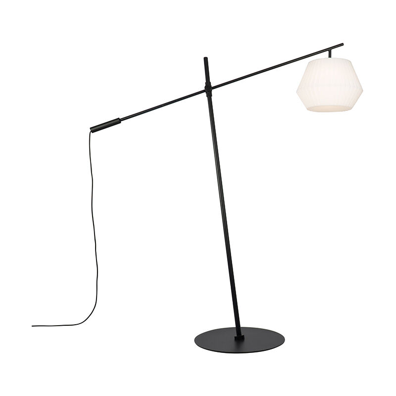 Image of Lampada da terra con braccio girevole robbert - Design - Acciaio,Plastico,Alluminio - Nero/Bianco - Oblungo Max. 1 x Watt - Bianco - Qazqa