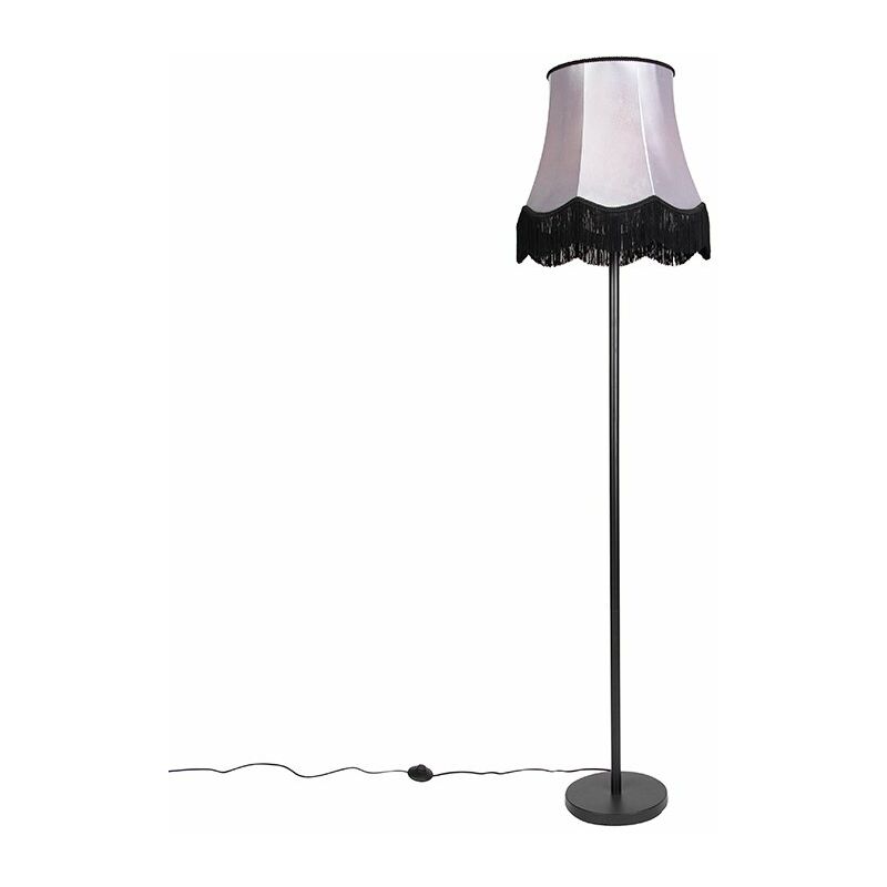 Image of Lampada da terra con paralume simplo - Moderno - Acciaio,Tessuto - Grigio/Nero - Oblungo/Tondo Max. 1 x Watt - Grigio - Qazqa