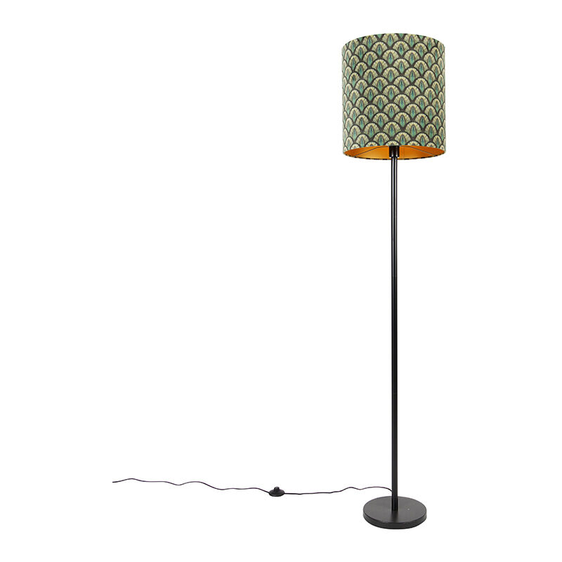 Image of Lampada da terra con paralume simplo - Moderno - Acciaio,Tessuto - Viola/Oro/Ottone/Verde/Nero - Oblungo Max. 1 x Watt - Viola - Qazqa