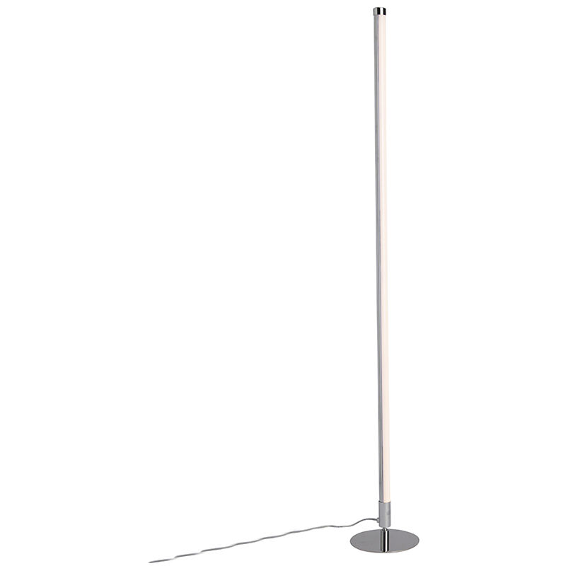 Lampada da terra con regolatore line-up - Moderno - Plastico,Acciaio - Bianco/Cromo - Tondo (non sostituibile) led Max. 1 x 12 Watt - Qazqa