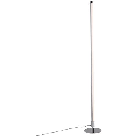QAZQA + Lampada da terra con regolatore line-up - Moderno - Plastico,Acciaio - Bianco/Cromo - Tondo (non sostituibile) LED Max. 1 x 12 Watt - Cromo