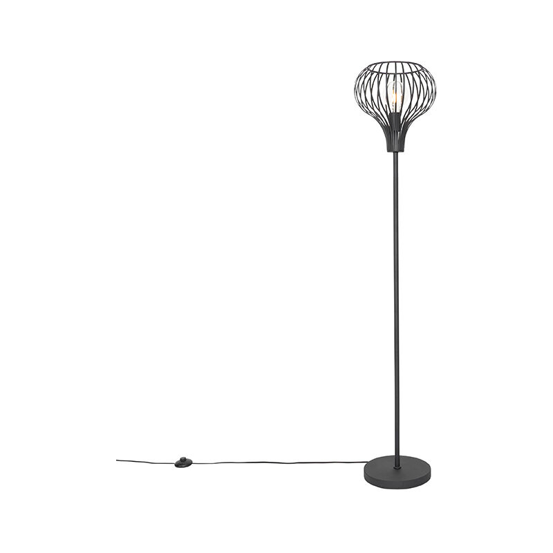 Image of QAZQA Lampada da terra saffira - Moderno - Alluminio - Nero - Tondo Max. 1 x Watt - Nero