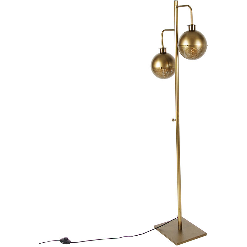 Image of Lampada da terra haicha - Industriale - Acciaio - Bronzo - Quadrato Max. 2 x Watt - Bronzo - Qazqa