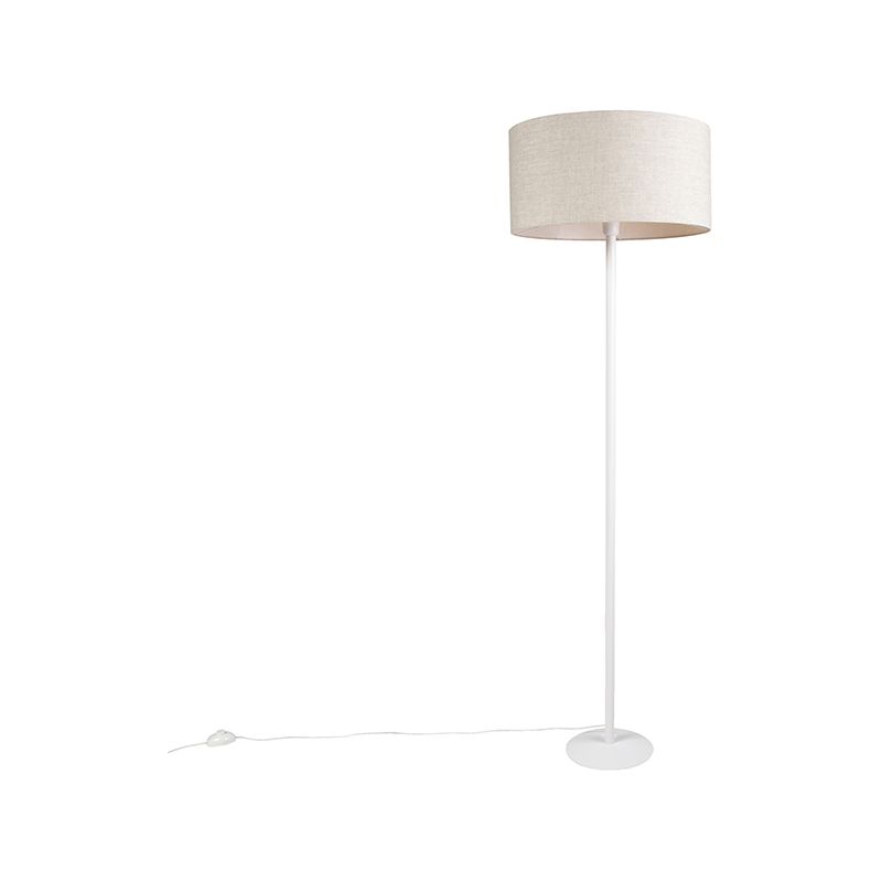 Image of Lampada da terra simplo - Moderno - Tessuto,Acciaio - Bianco/Crema - Oblungo Max. 1 x Watt - Crema - Qazqa